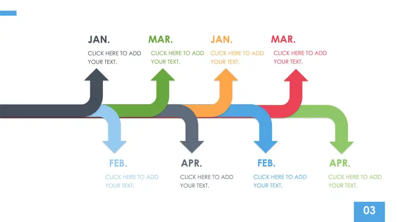 微立体箭头关系时间轴PPT模板素材