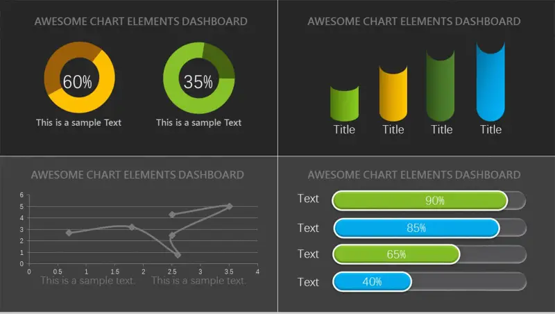 黑色欧美商务柱形图PPT图表素材