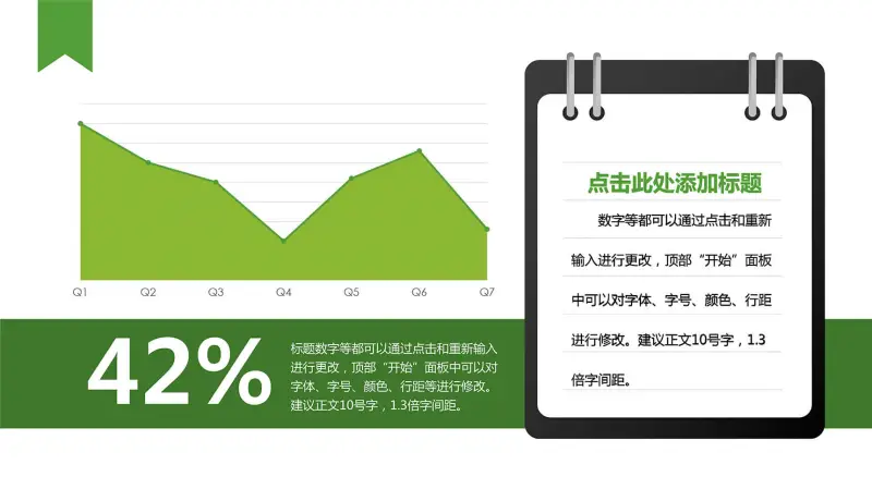 清新绿色商务折线图数据图表