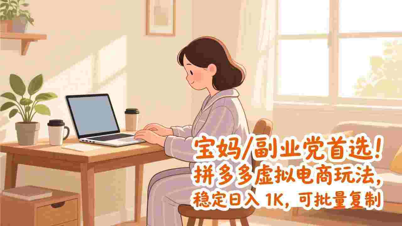宝妈 / 副业党首选!拼多多虚拟电商玩法,可批量复制,号称日入 1K。