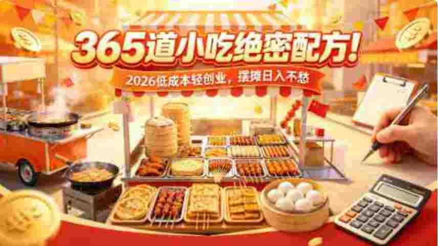 365 道小吃绝密配方!2026 低成本轻创业,摆摊日入不愁