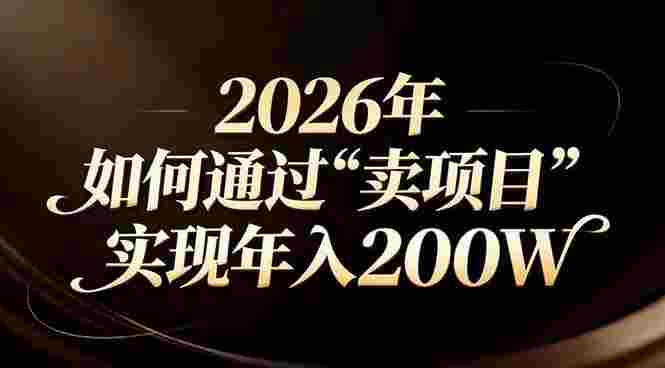 站在2026年的十字路口:一个普通人如何通过卖项目实现年入200万