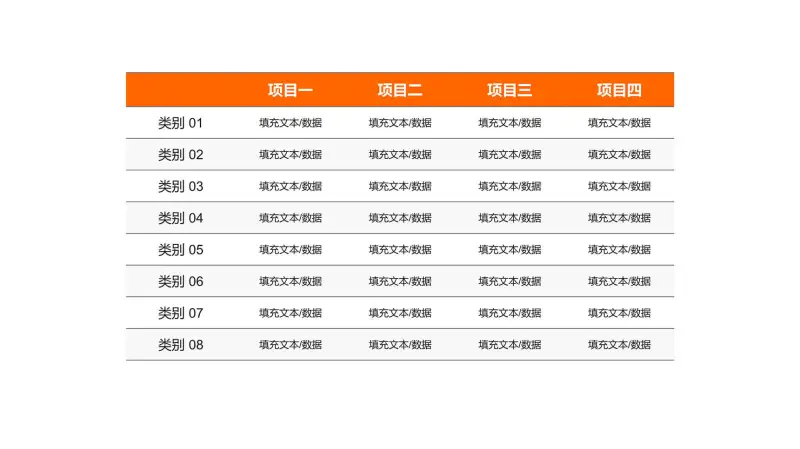 橙色数据表格PPT图表模板