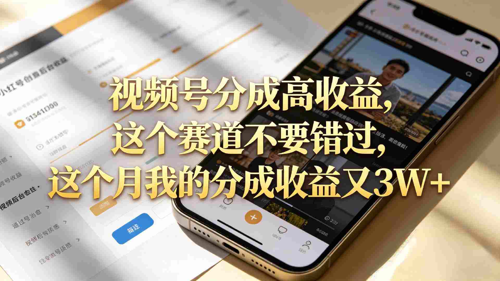 想要【视频号分成高收益】，这个赛道不要错过，号称月入3W+