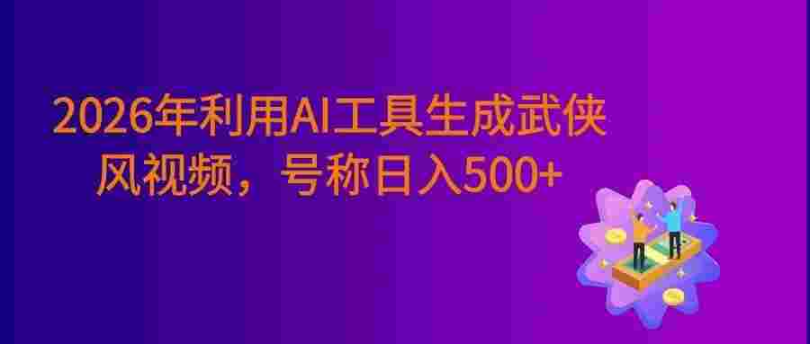 2026年利用AI工具一键生成武侠风视频,狂撸视频号分成计划收益,原创度高,画面好看,号称日入500+