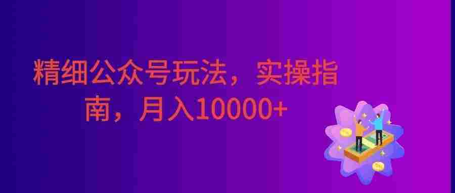 精细公众号玩法,实操指南,快速变现,号称月入10000+