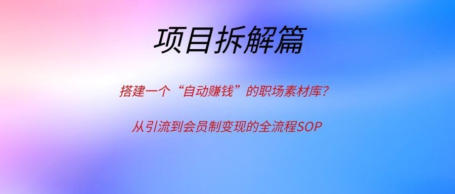 搭建一个“自动赚钱”的职场素材库？从引流到会员制变现的全流程SOP