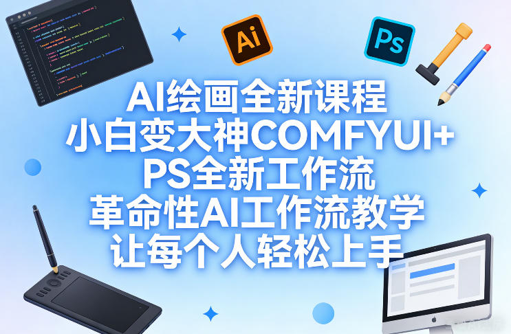 AI绘画全新课程，小白变大神COMFYUI+PS全新工作流，革命性AI工作流教学，让每个人轻松上手