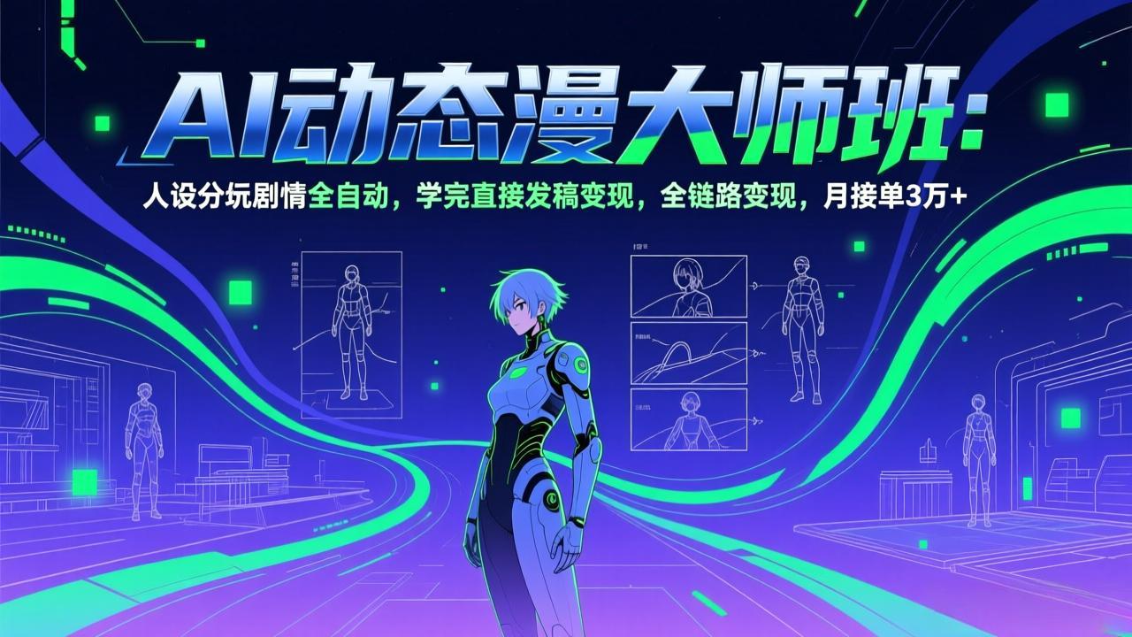 AI动态漫剧大师班:人设分镜剧情全自动,学完直接发稿变现,全链路变现,月接单3万+