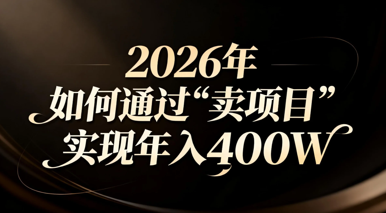 2026年如何通过“卖项目”实现年入百万