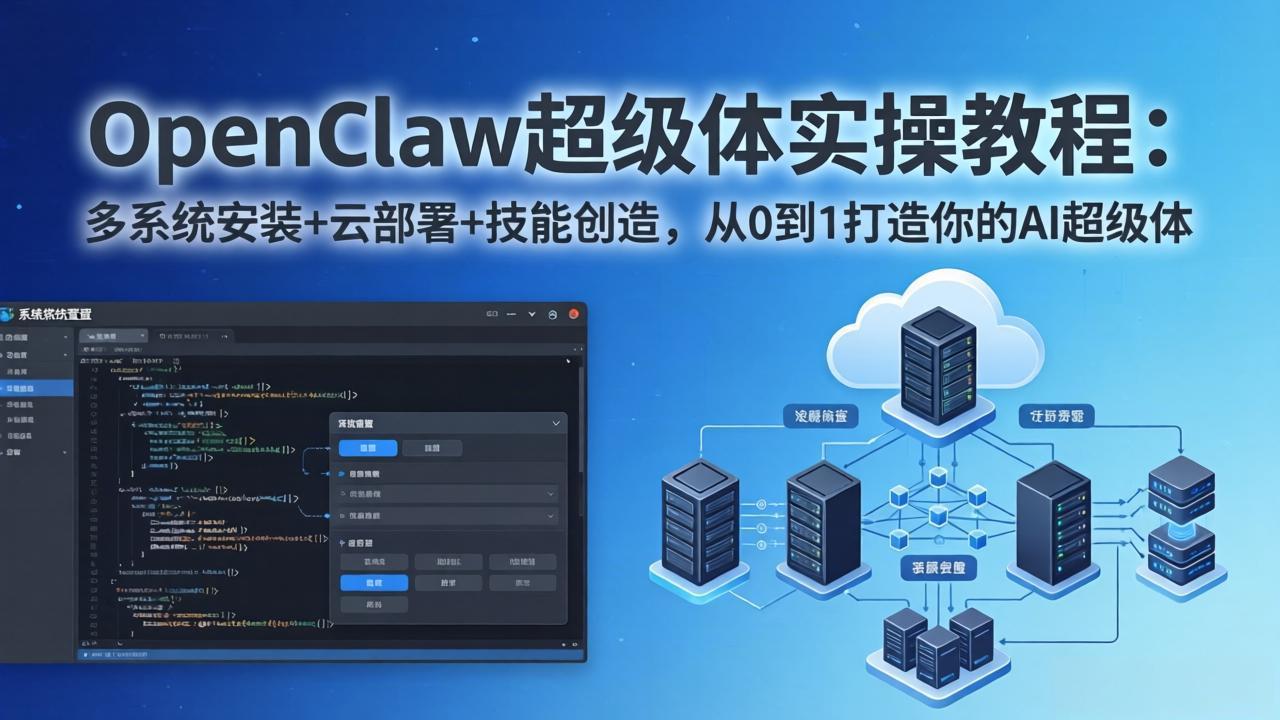 OpenClaw-小龙虾 超级体实操教程:多系统安装+云部署+技能创造,从0到1打造你的AI超级体