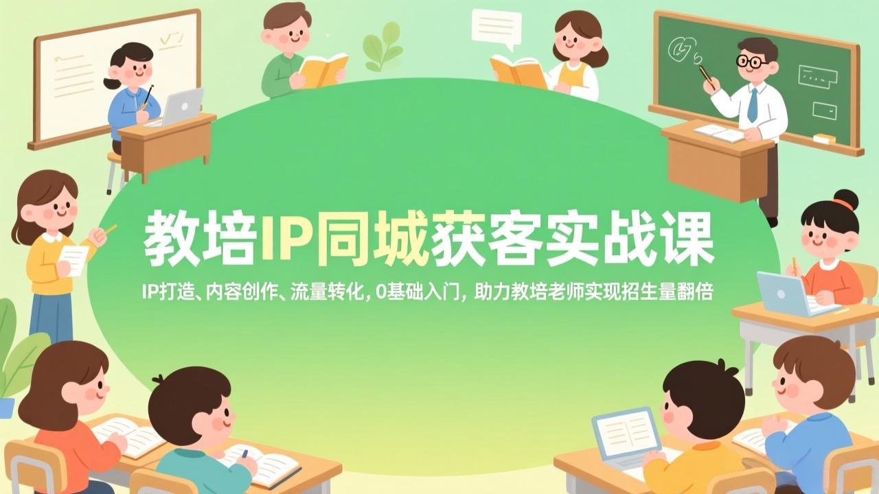 教培IP同城获客实战课,IP打造、内容创作、流量转化,0基础入门,助力教培老师实现招生量翻倍