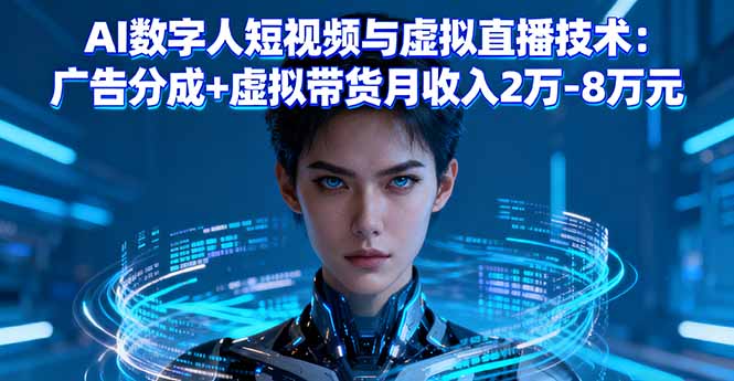 AI数字人短视频与虚拟直播技术:广告分成+虚拟带货月收入2万-8万元