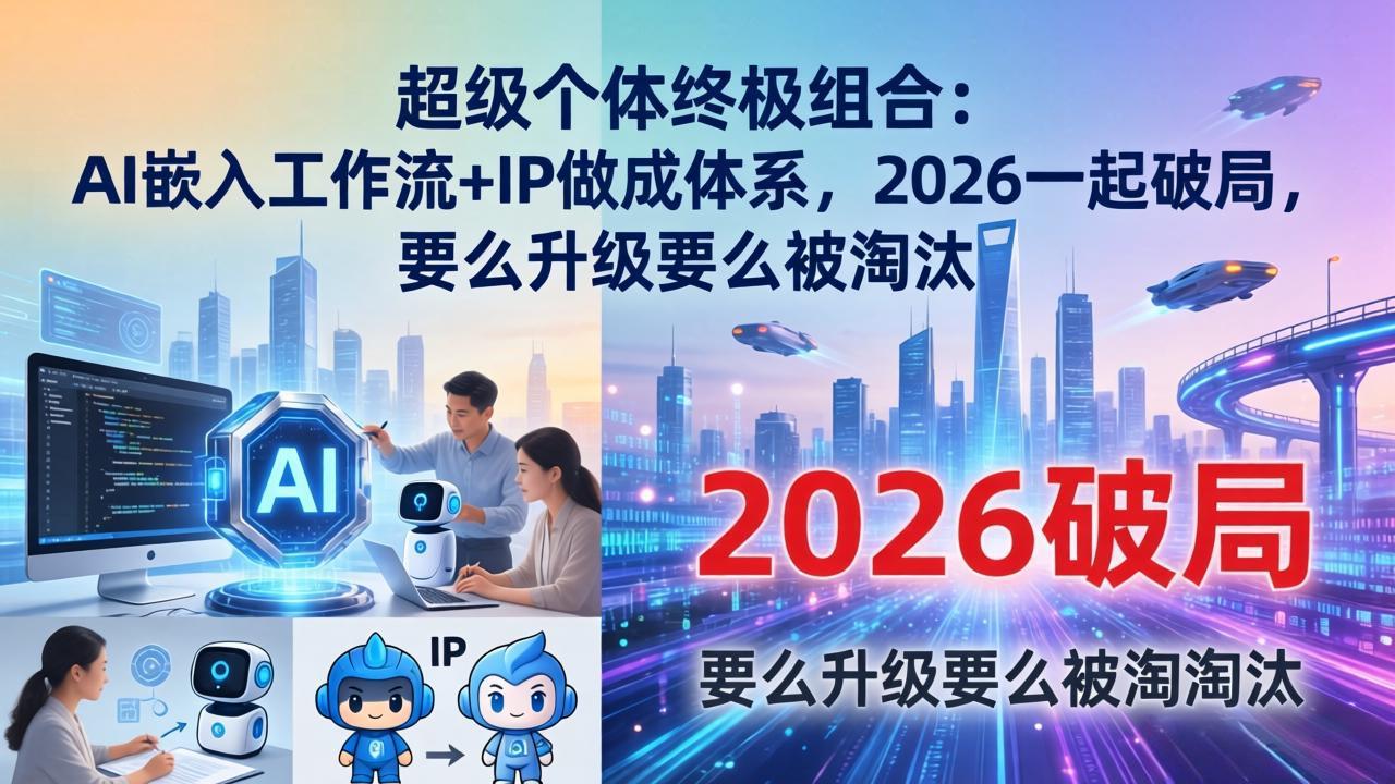 超级个体终极组合:AI嵌入工作流+IP做成体系,2026一起破局,要么升级要么被淘汰