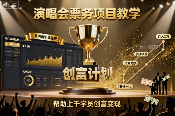 演唱会票务项目教学，业内培训天花板，帮助上千学员创富变现(更新)