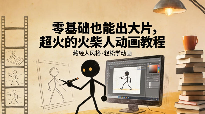 零基础也能出大片，超火的火柴人动画教程(藏经人风格)