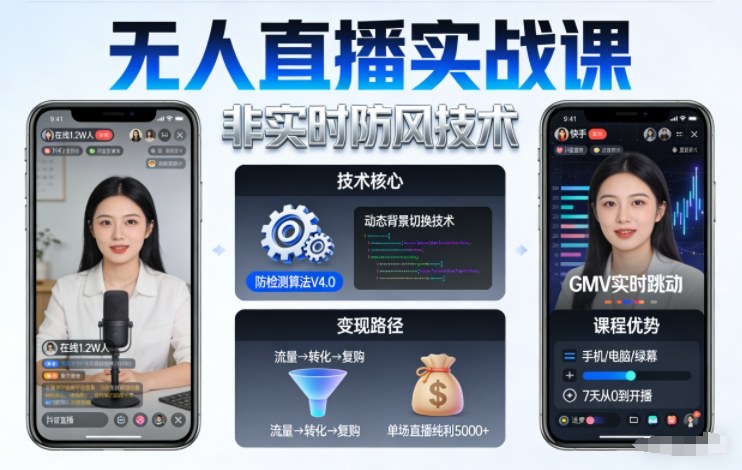 宝子哥无人直播实战课，非实时防风技术，聚焦抖音快手等平台直播带货，轻松开启直播变现之路(更新2026年3月底)