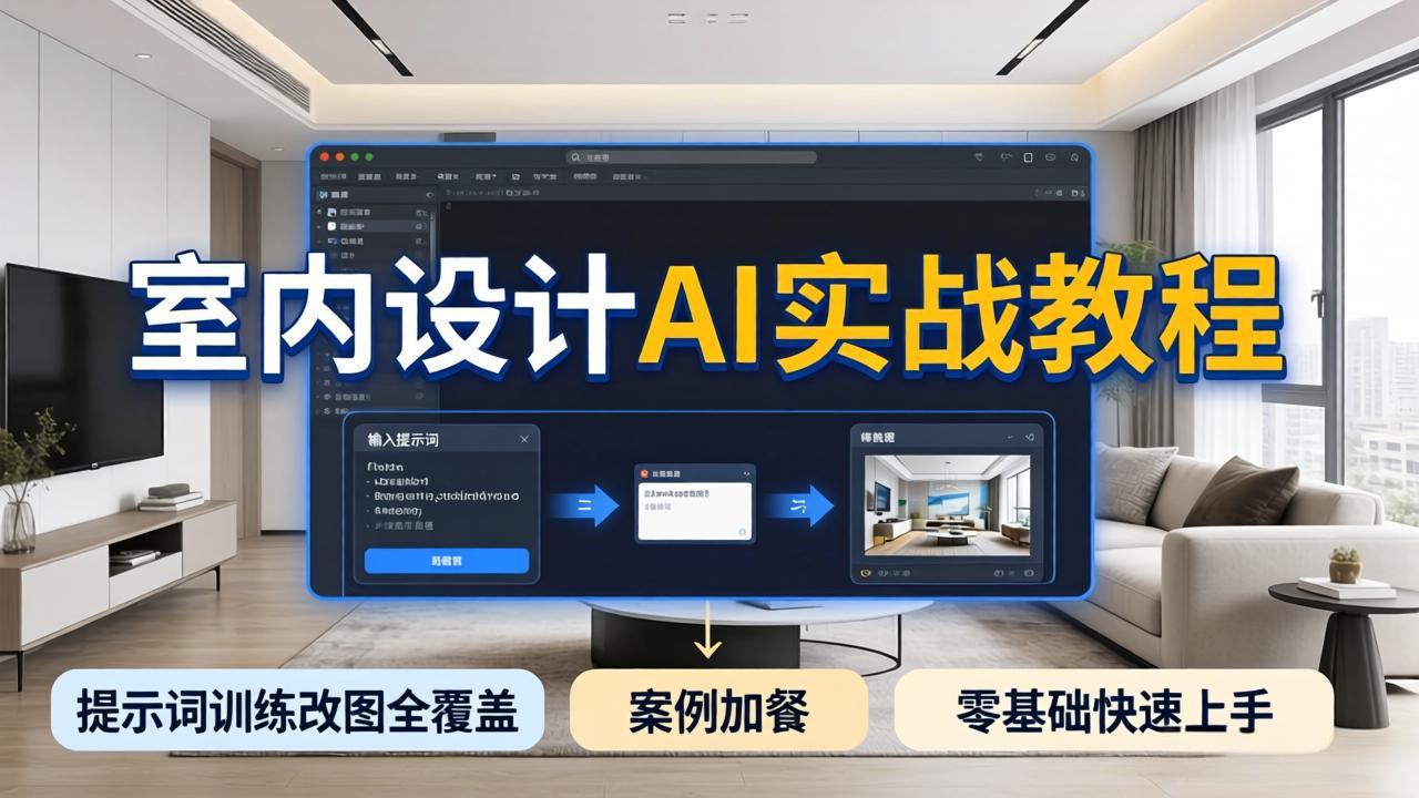2026室内设计AI实战教程,提示词训练改图全覆盖,搭配案例加餐,零基础也能快速上手