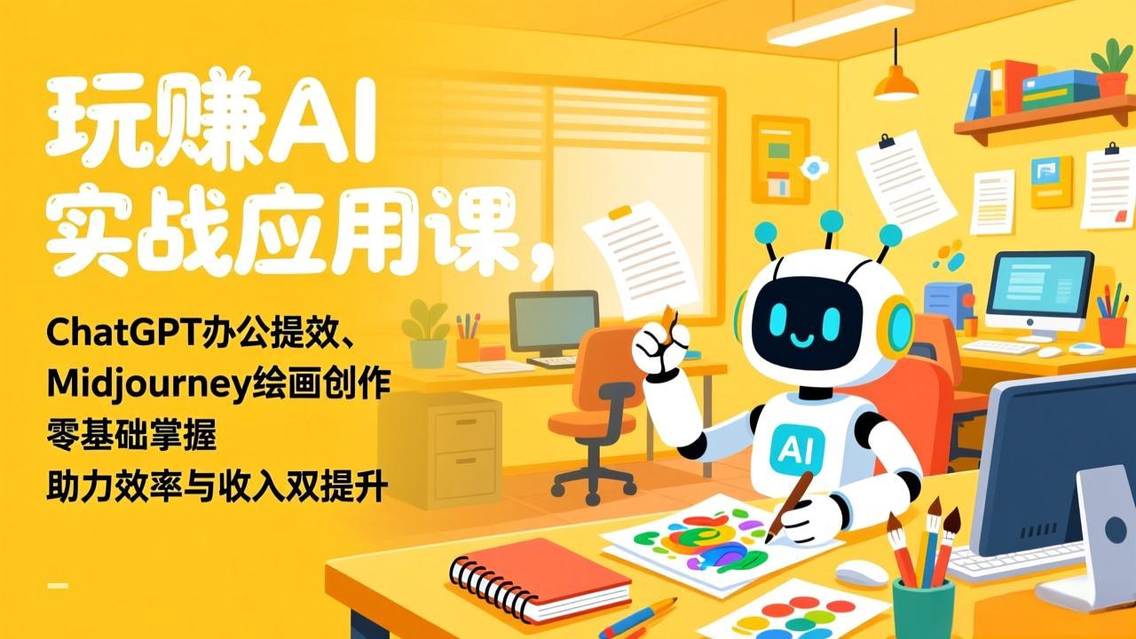 玩赚AI实战应用办公提效、Midjourney绘画创作，零基础掌握，助力效率与收入双提升