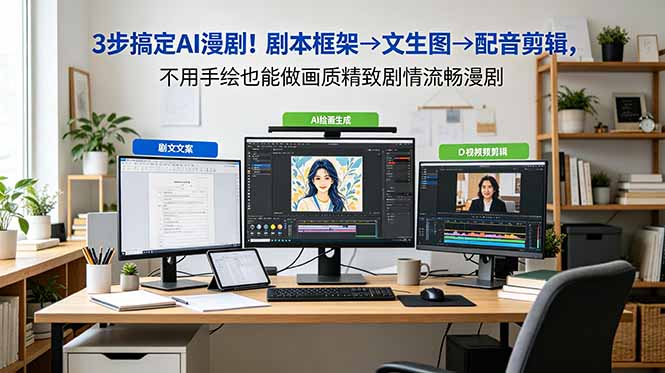3步搞定AI漫剧!剧本框架→文生图→配音剪辑,不用手绘也能做画质精致剧情流畅漫剧