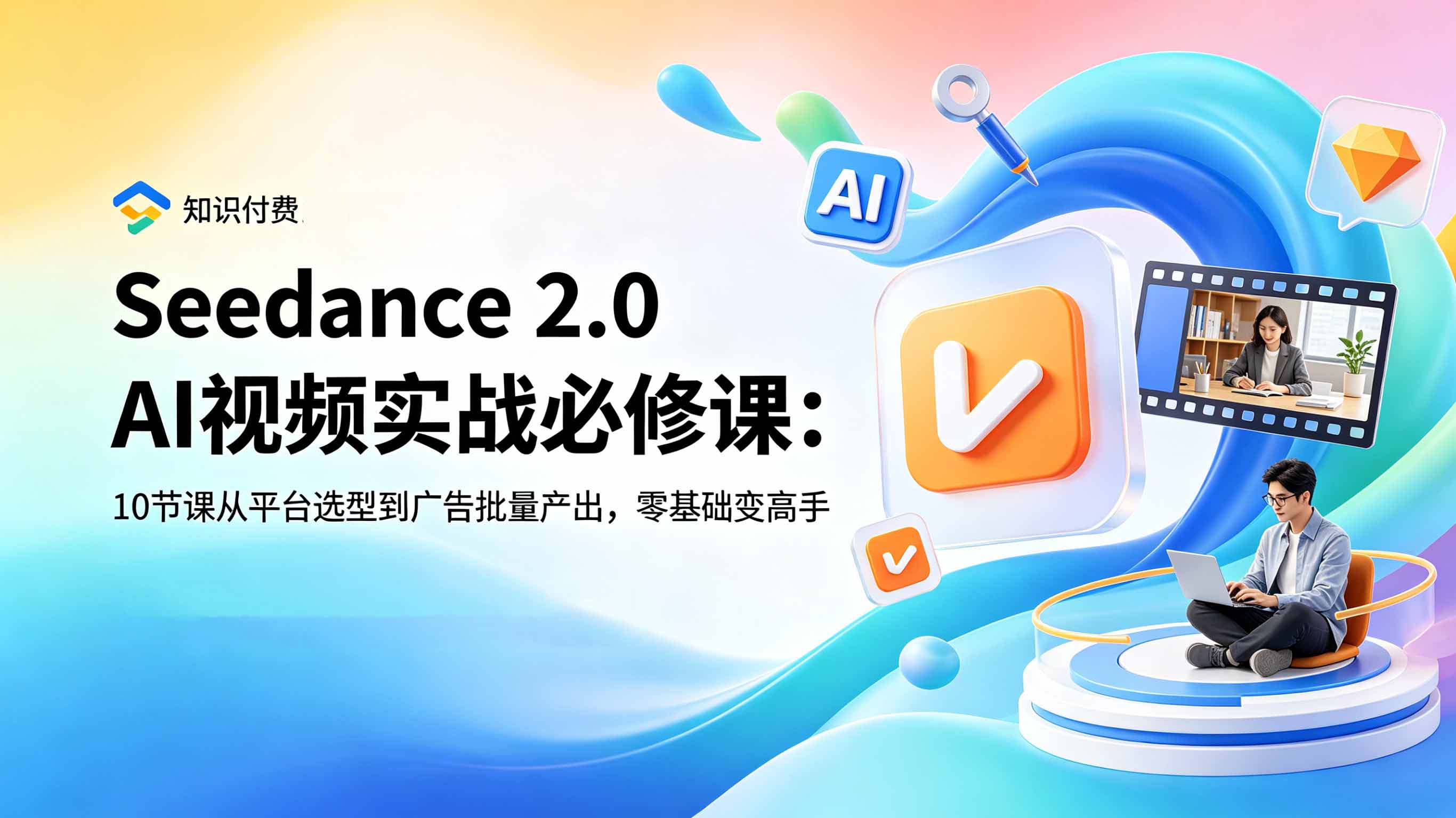 Seedance 2.0 AI视频实战必修课:10节课从平台选型到广告批量产出,零基础变高手