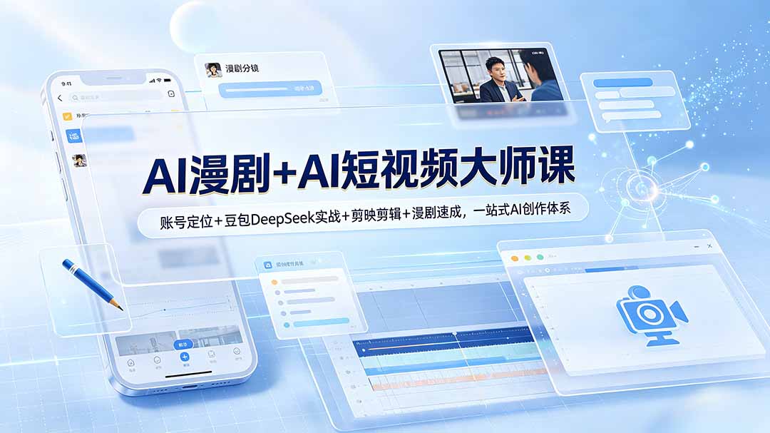 AI漫剧+AI短视频大师课:账号定位+豆包DeepSeek实战+剪映剪辑+漫剧速成,一站式AI创作体系