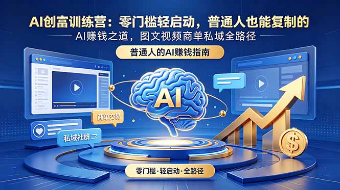 AI创富训练营:零门槛轻启动,普通人也能复制的AI赚钱之道,图文视频商单私域全路径
