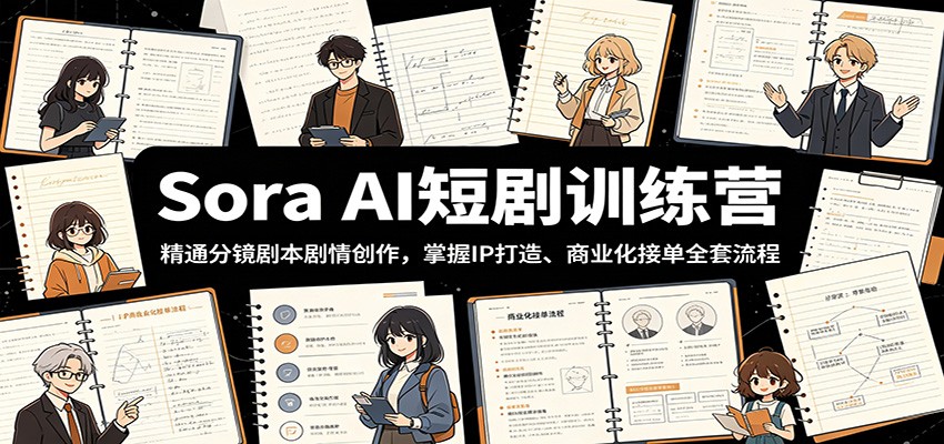 Sora AI短剧训练营：精通分镜剧本剧情创作，掌握IP打造、商业化接单全套流程