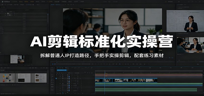 AI剪辑标准化实操营：拆解普通人IP打造路径，手把手实操剪辑，配套练习素材