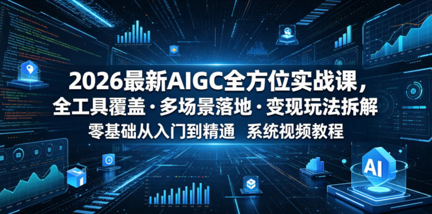 2026最新AIGC全方位实战课,全工具覆盖・多场景落地・变现玩法拆解,零基础从入门到精通系统视频教程