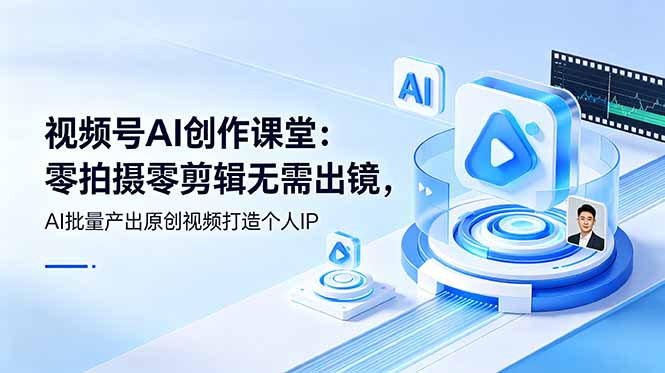 视频号AI创作课堂：零拍摄零剪辑无需出镜，AI批量产出原创视频打造个人IP
