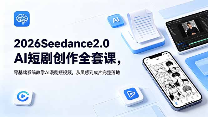 2026Seedance2.0AI短剧创作全套课,零基础系统教学AI漫剧短视频,从灵感到成片完整落地