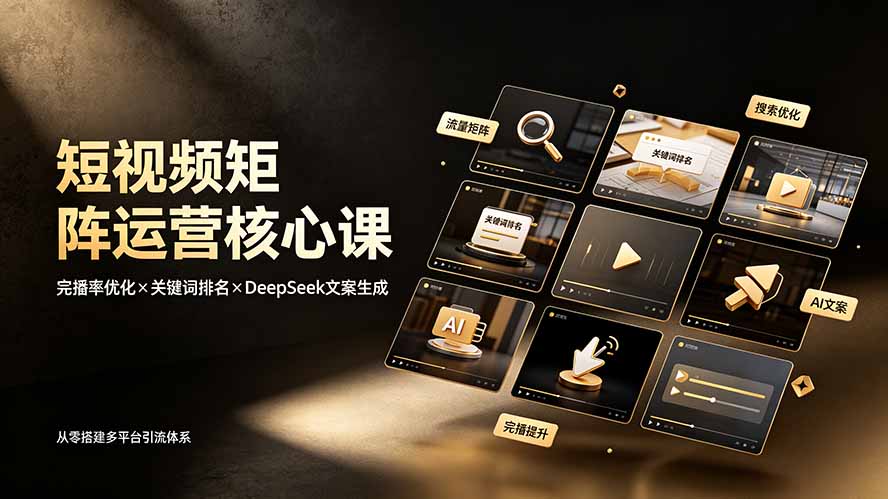 短视频矩阵运营核心课:完播率优化×关键词排名×DeepSeek文案生成,从零搭建多平台引流体系