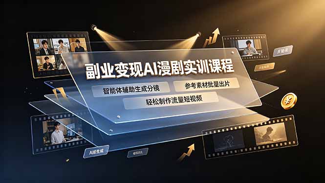 副业变现AI漫剧实训课程,智能体辅助生成分镜,参考素材批量出片,轻松制作流量短视频