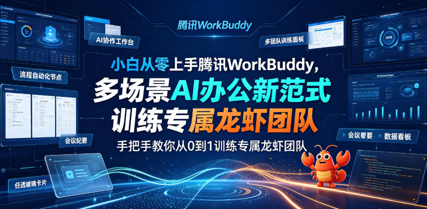小白从零上手腾讯WorkBuddy，多场景AI办公新范式实战，手把手教你从0到1训练专属龙虾团队