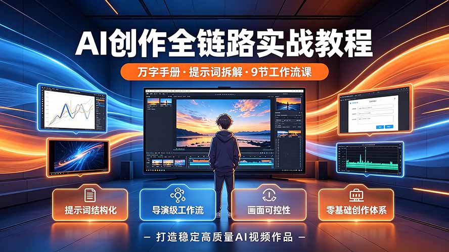 AI创作全链路实战教程|万字手册·提示词拆解·9节工作流课,打造稳定高质量AI视频作品
