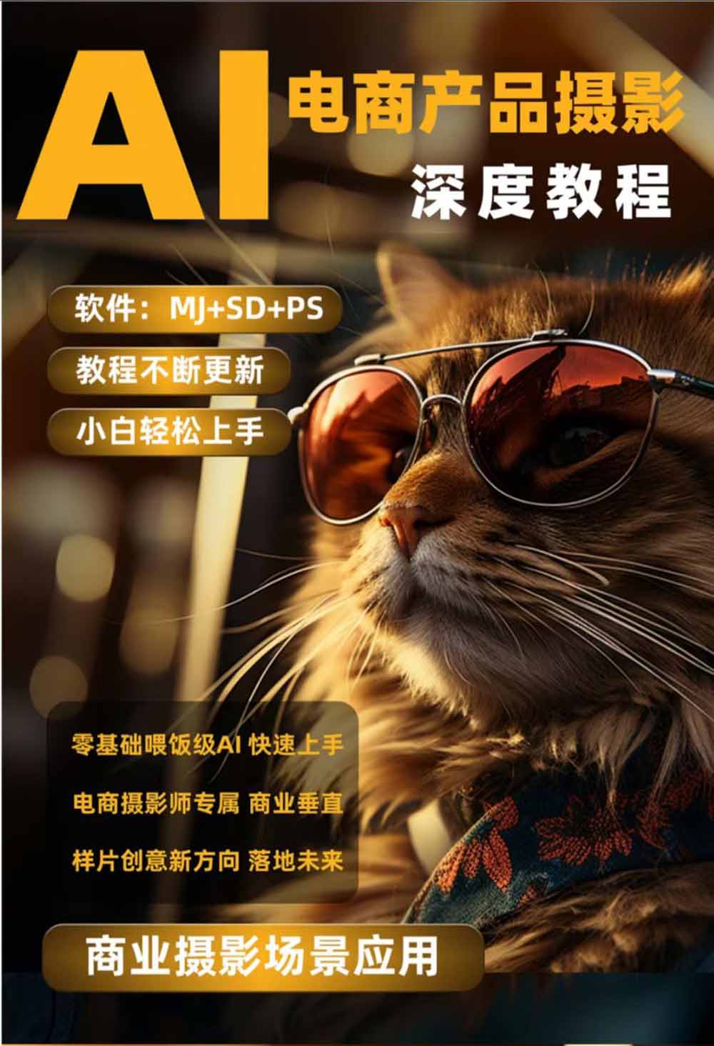 AI电商人像摄影实战课·SD多端部署｜MJ完整教学｜家电护肤家具商品图人像写真全案例