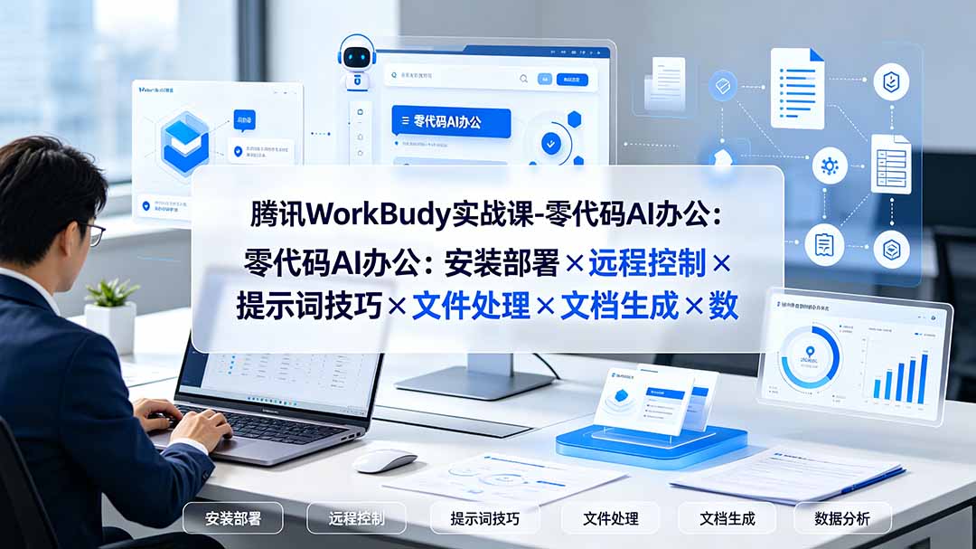 腾讯WorkBuddy实战课-零代码AI办公:安装部署×远程控制×提示词技巧×文件处理×文档生成×数据分析