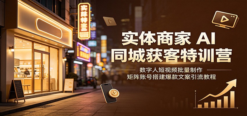 实体商家AI同城获客特训营：数字人短视频批量制作，矩阵账号搭建爆款文案引流教程
