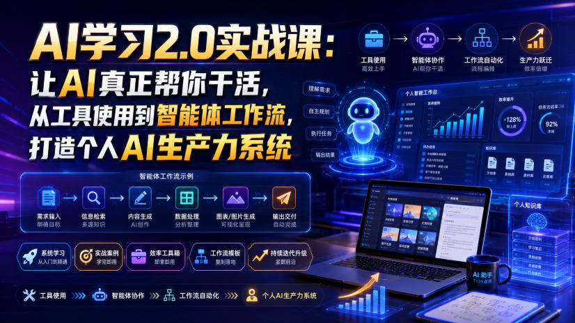 AI学习2.0实战课:让AI真正帮你干活,从工具使用到智能体工作流,打造个人AI生产力系统