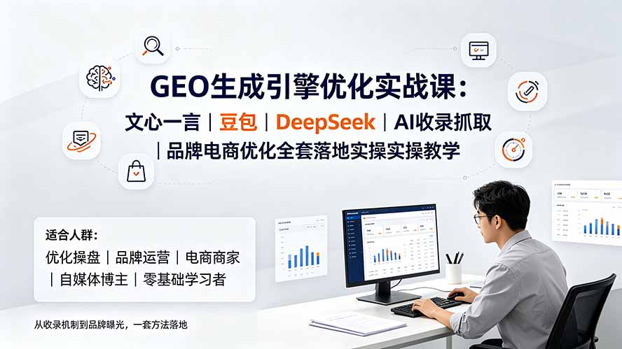GEO生成引擎优化实战课:文心一言|豆包|DeepSeek|AI收录抓取|品牌电商优化全套落地实操教学