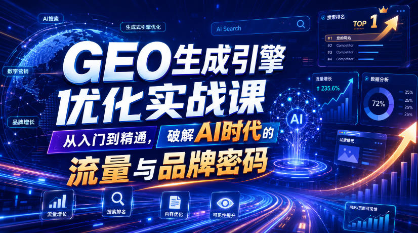 GEO生成引擎优化实战课,从入门到精通,破解AI时代的流量与品牌密码