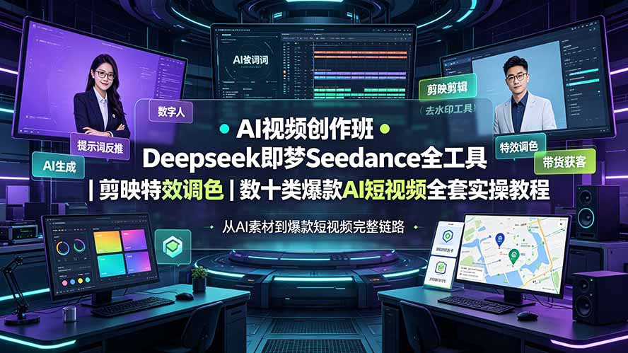 AI视频创作班◆Deepseek即梦Seedance全工具|剪映特效调色|数十类爆款AI短视频全套实操教程