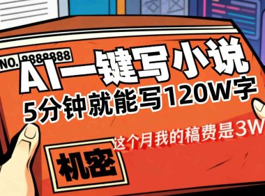 AI写小说变现项目，5分钟就能120W字，号称稿费3W+