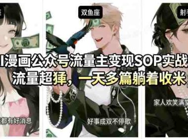 AI漫画公众号流量主变现SOP实战课，流量猛，制作简单，号称一天多篇可以躺着收米