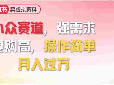 2026年就做小众赛道，强需求，复购高，号称月入过万