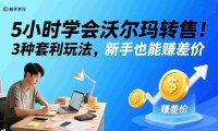 5小时学会沃尔玛转售!3 种套利玩法,新手也能赚差价