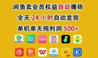 咸鱼卖虚拟直冲会员,全程24小时托管挂机,简单暴力,无脑上手,一部手机,号称日入500+