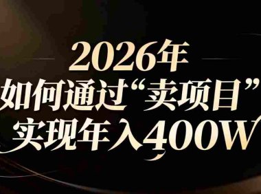 2026年如何通过“卖项目”实现年入百万