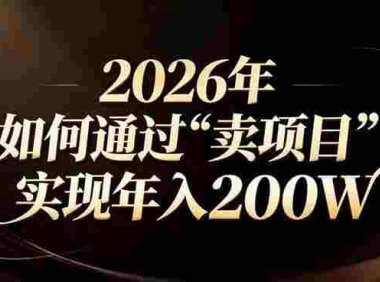 站在2026年的十字路口:一个普通人如何通过卖项目实现年入200万